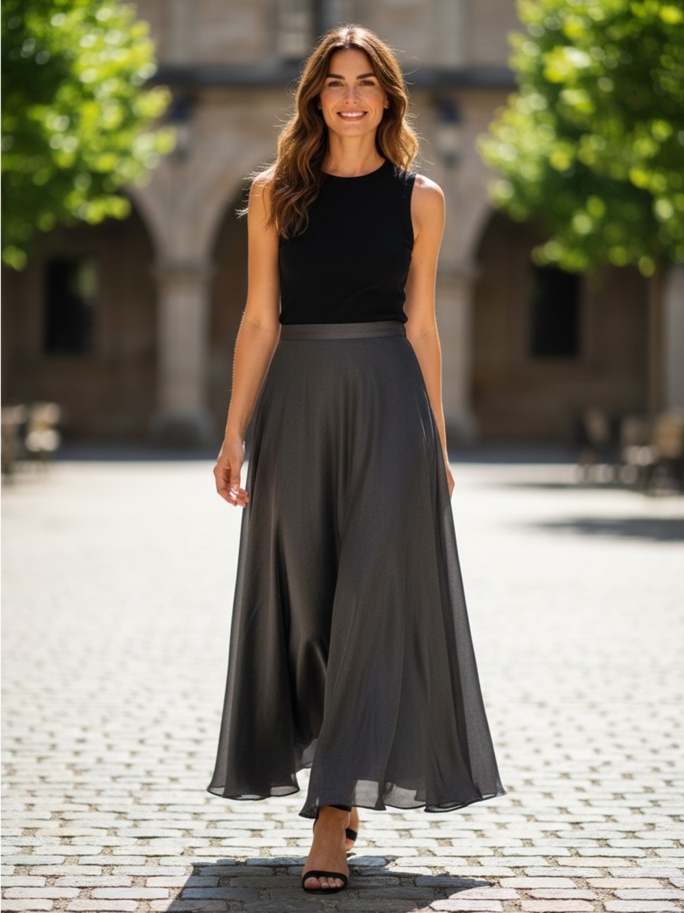 JS Collections Elegant black Maxi Skirt